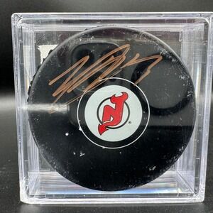 Nico Hischier Signed New Jersey Devils Hockey Puck Autographed NHL Memorabilia